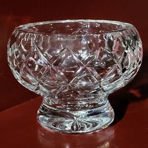 Vintage Small Crystal, Footed Bowl With Diamond Cut Pattern (3")